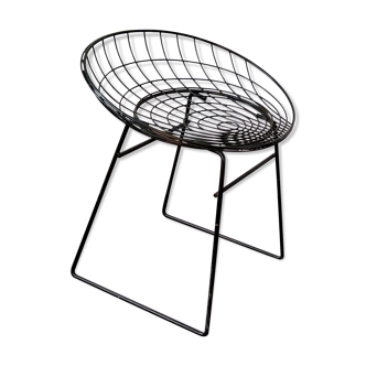 Black KM05 Wire Stool by Cees Braakman & Adriaan Dekker for Pastoe, 1960's