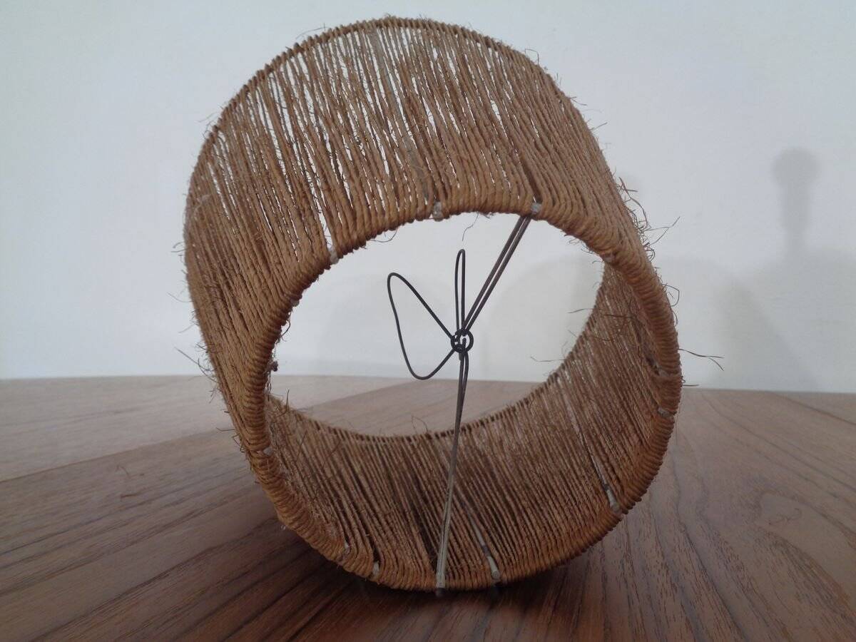 Mid-Century Danish Teak and Sisal Table Lamp, 1950s