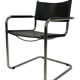 Set of 6 bauhaus cantilever chairs black leather and chrome design