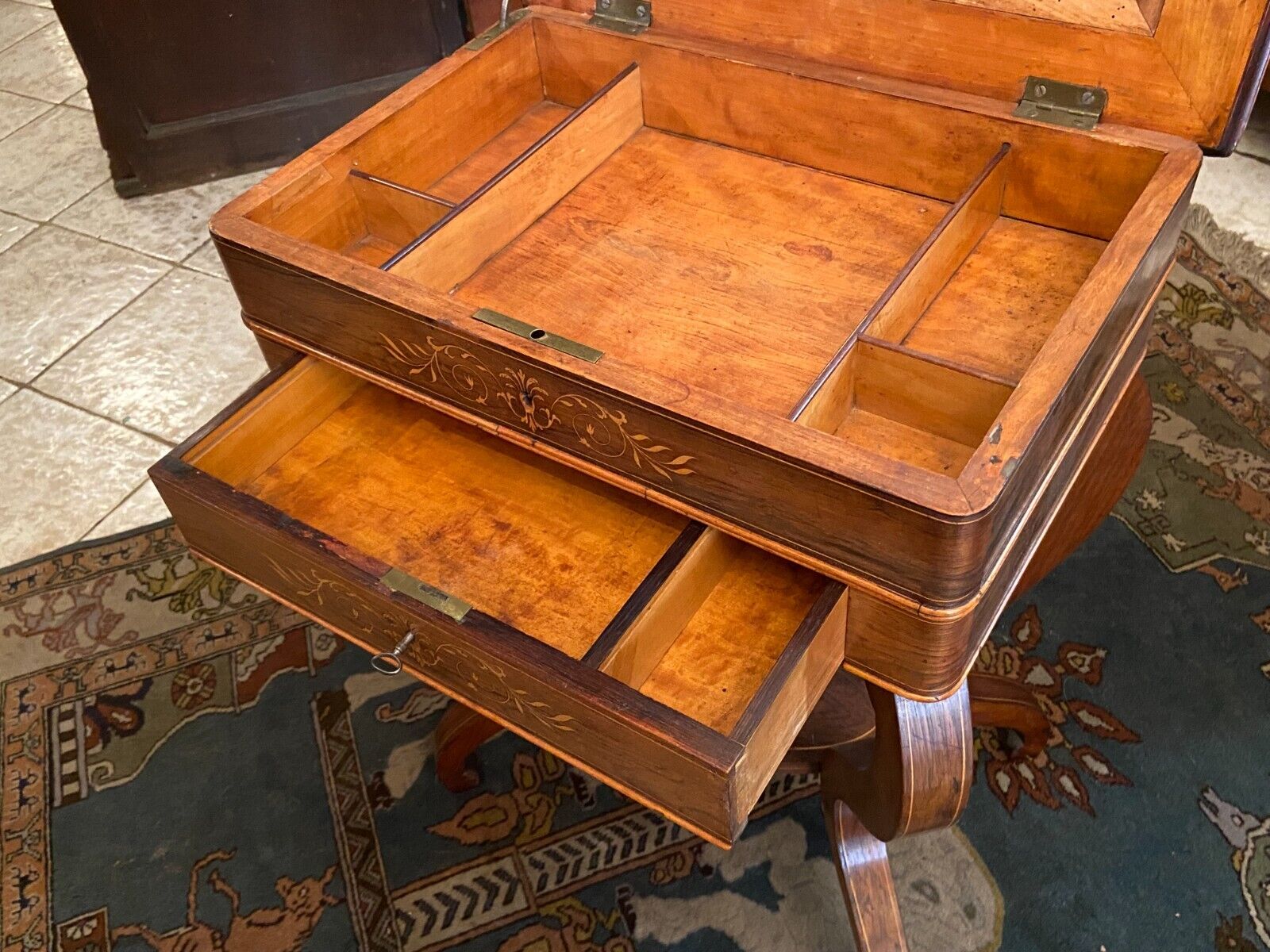 Worker end or back of sofa with inlaid decoration of period Charles X