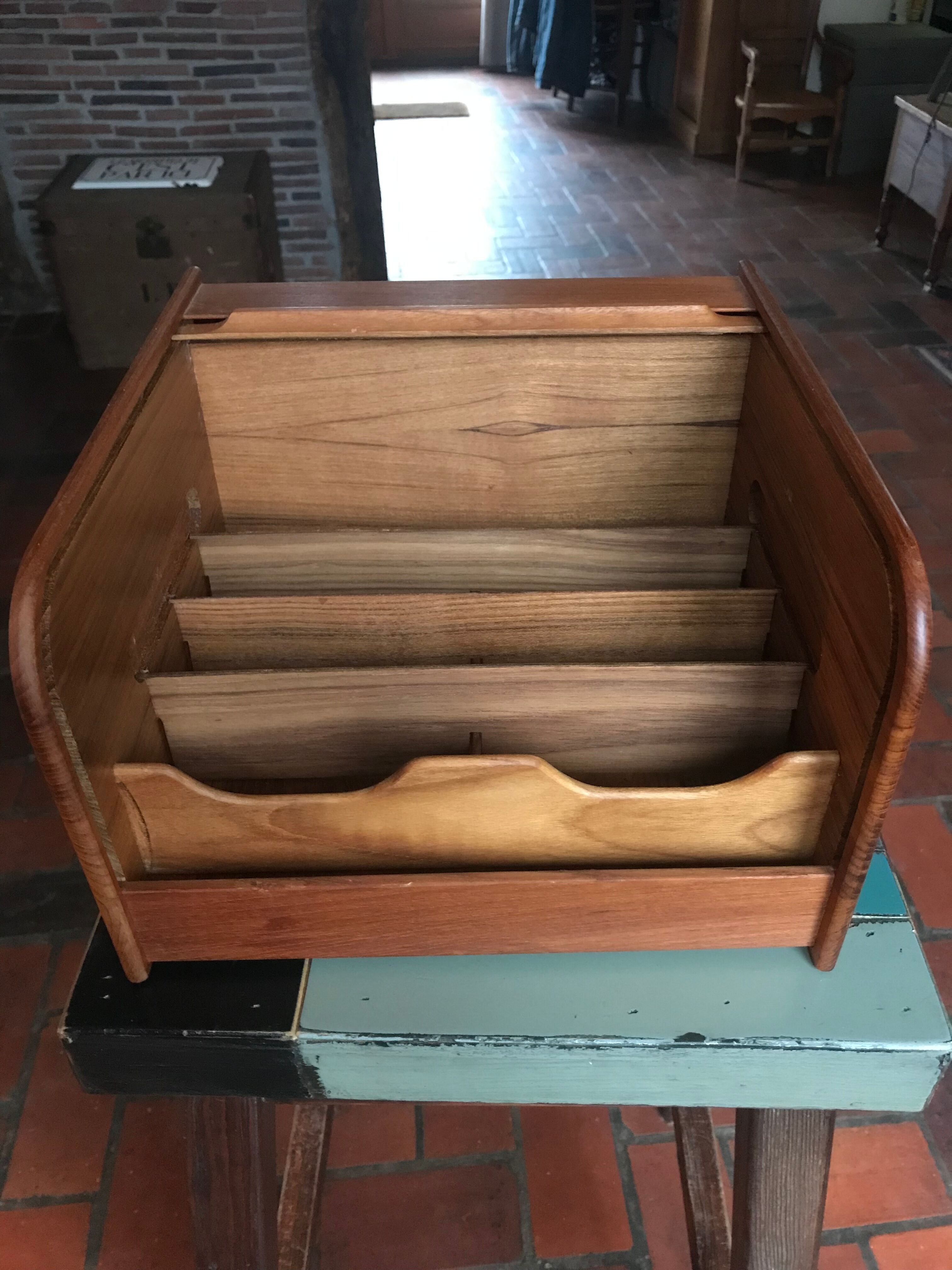 Teak box with curtain door
