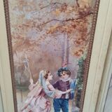 Screen or screen in painted wood and painted canvas