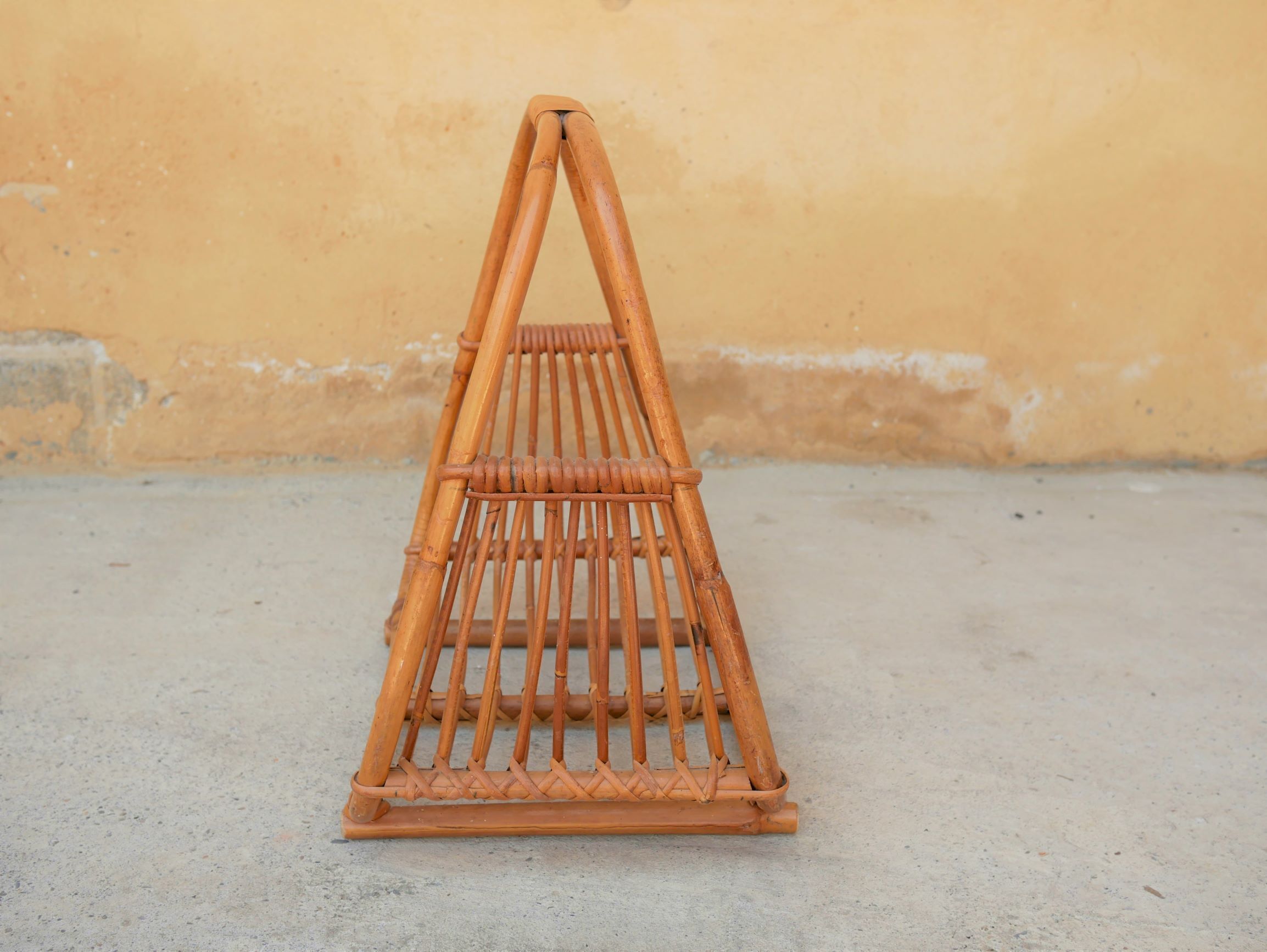 Vintage rattan log holder