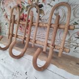 Vintage rattan coat hook with 3 hooks