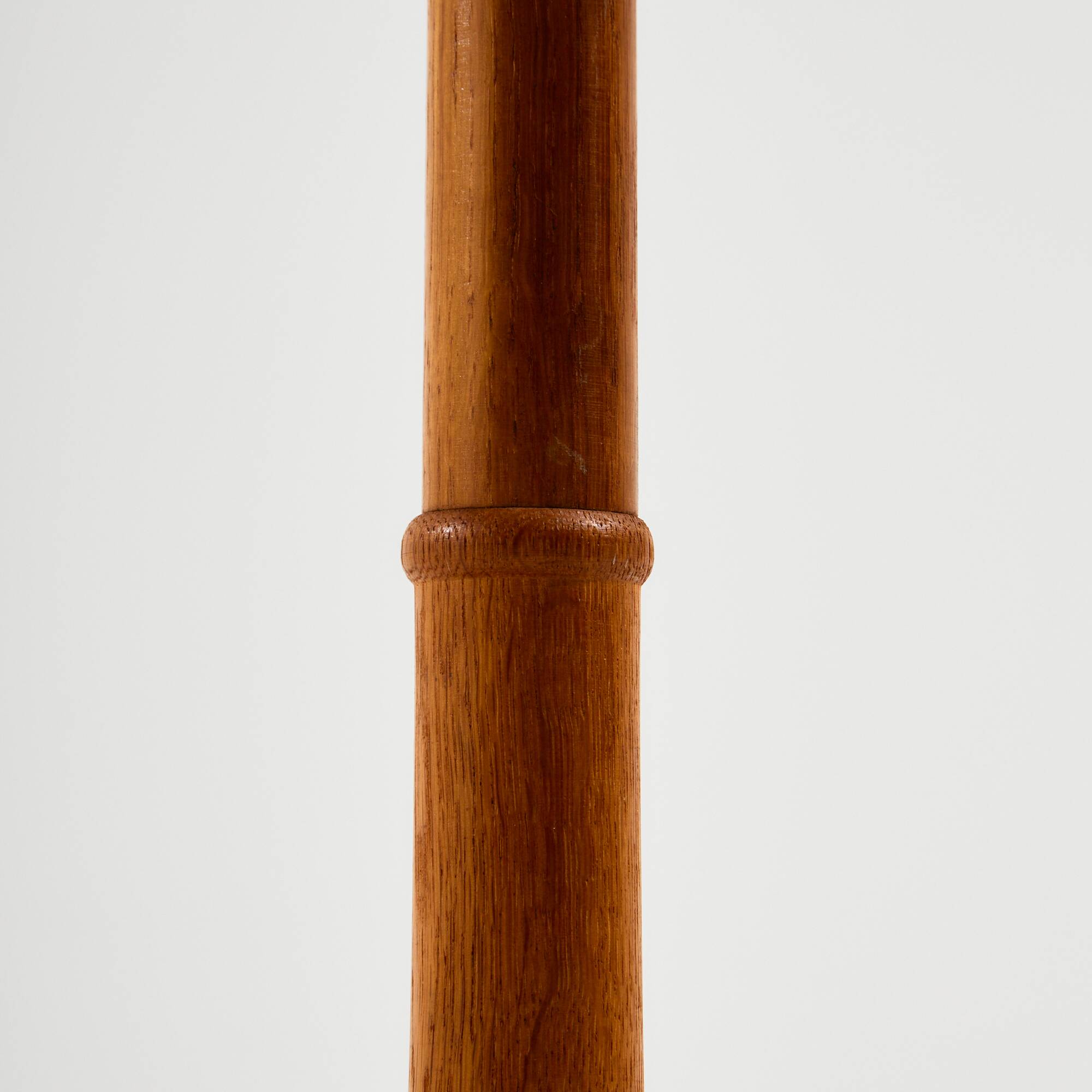 Oak and brass floor lamp