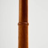Oak and brass floor lamp