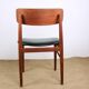 Set of 4 Danish chairs in teak, black skai and brass by Sax 1960.