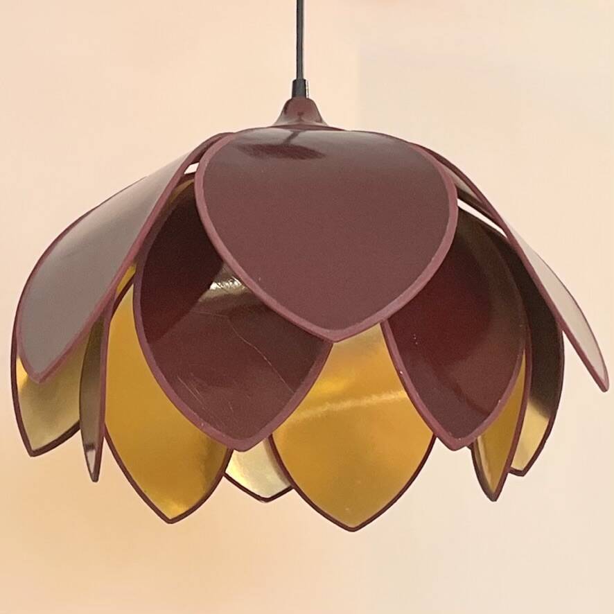Robert de Schuytener Lotus flower design pendant light, 80s vintage ceiling light