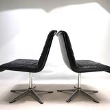 Wilhahn Delta set of 2 leather conference / dining chairs by Delta, 1960