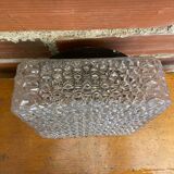 Antique ceiling light with molded glass and vintage black support