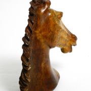 Decorative heavy lifelike 1960's horse head sculpture in brown soapstone