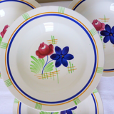 Set of 4 vintage soup plates from the Gien factory, Robinson model