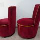 Pair of cabaret armchairs red velvet gold border
