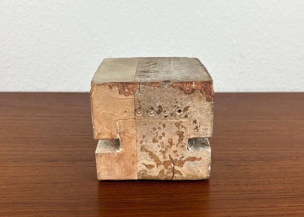 Klaus Lehmann, Cubist art sculpture in postmodern German brutalist ceramic Studio Pottery no. 337 81, 1981