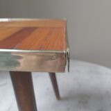 Sellette tripode en bois et laiton