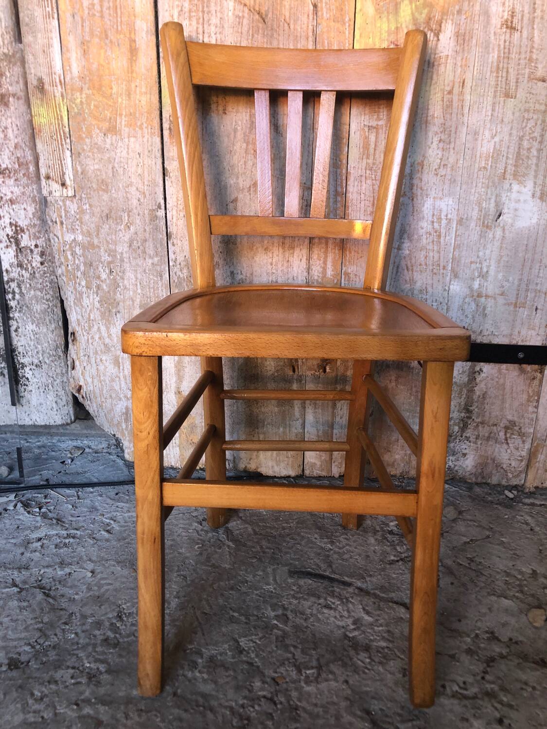 Ancienne chaise bistrot style luterma bois clair vintage #a567