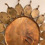 Miroir brutaliste en laiton et cuivre 1960