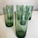 Set 6 glasses green cups blown 1960