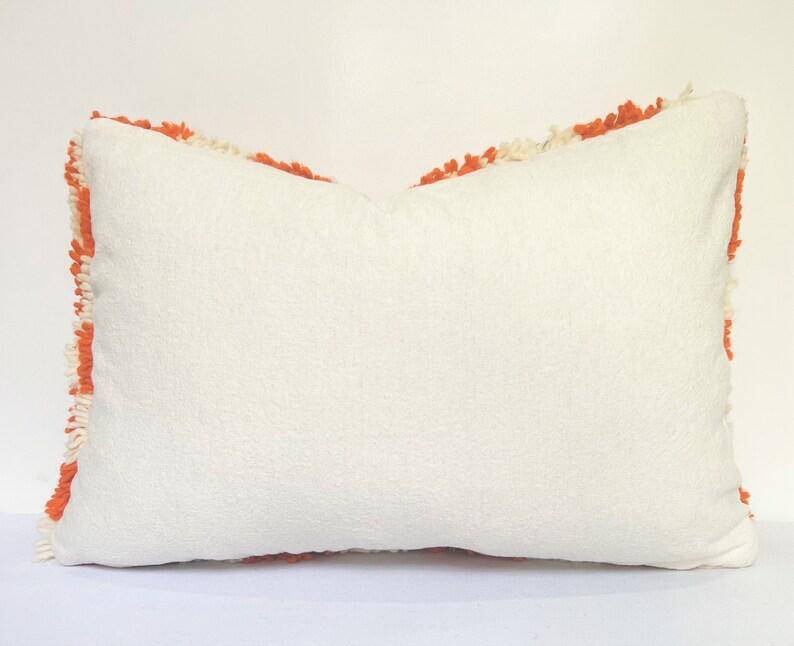 Orange Berber cushion for home decor Checkered pillow cover Moroccan cushion C