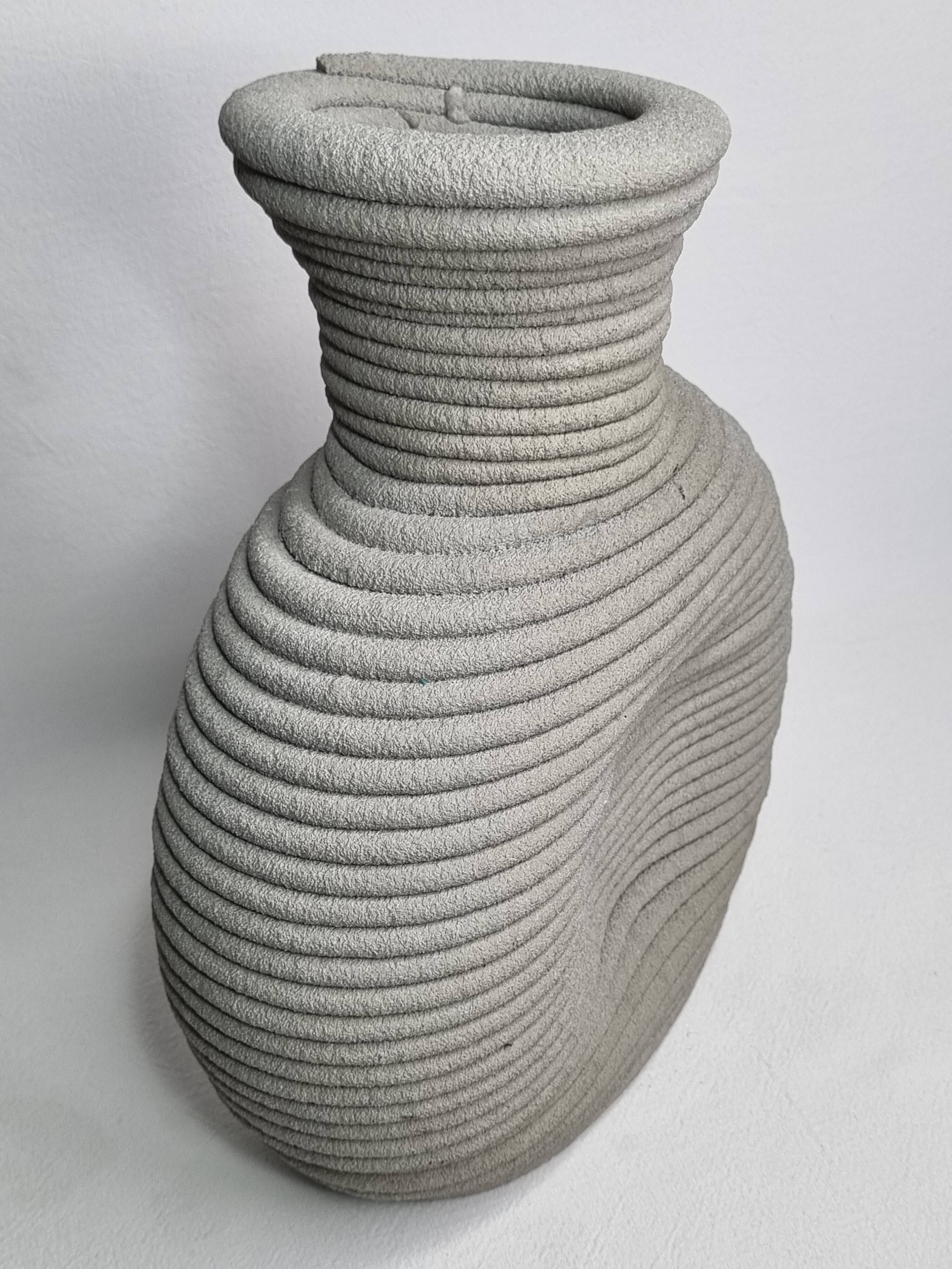 Brutalist textured cement vase, 27 cm