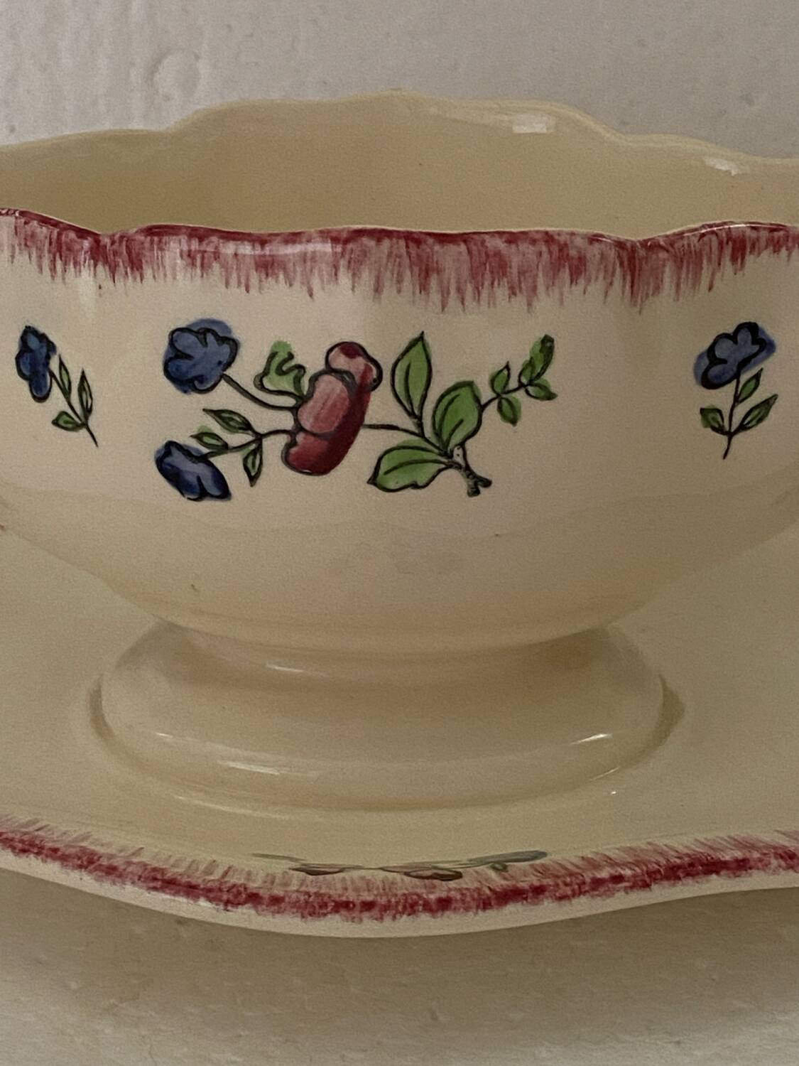 Saucière vintage GIEN décor peint à la main garanti inaltérable !
