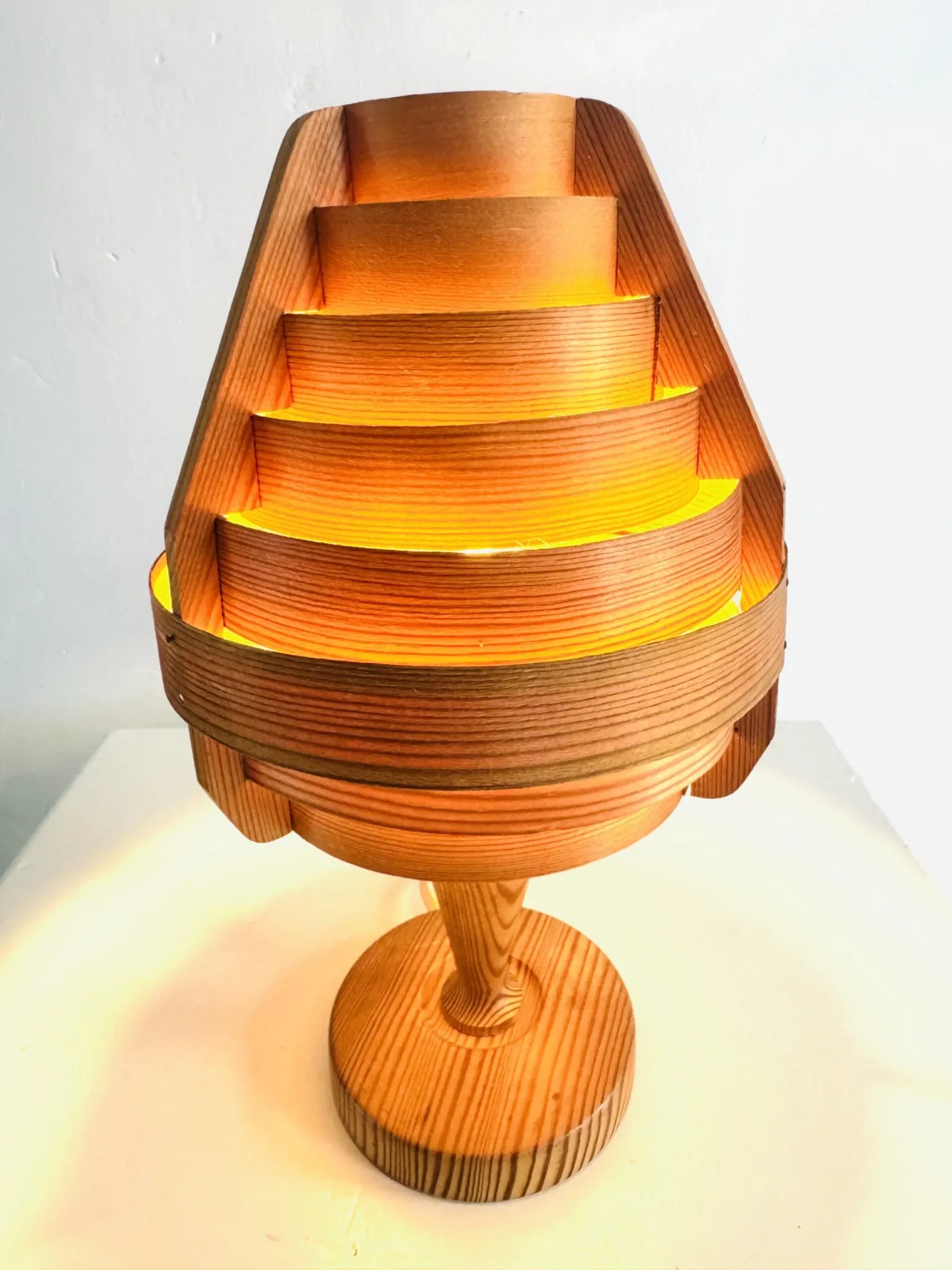 Model B-119/1 Pine Veneer Conical Table Lamp By Hans-Agne Jakobsson For Ab Markaryd, Sweden 1960S