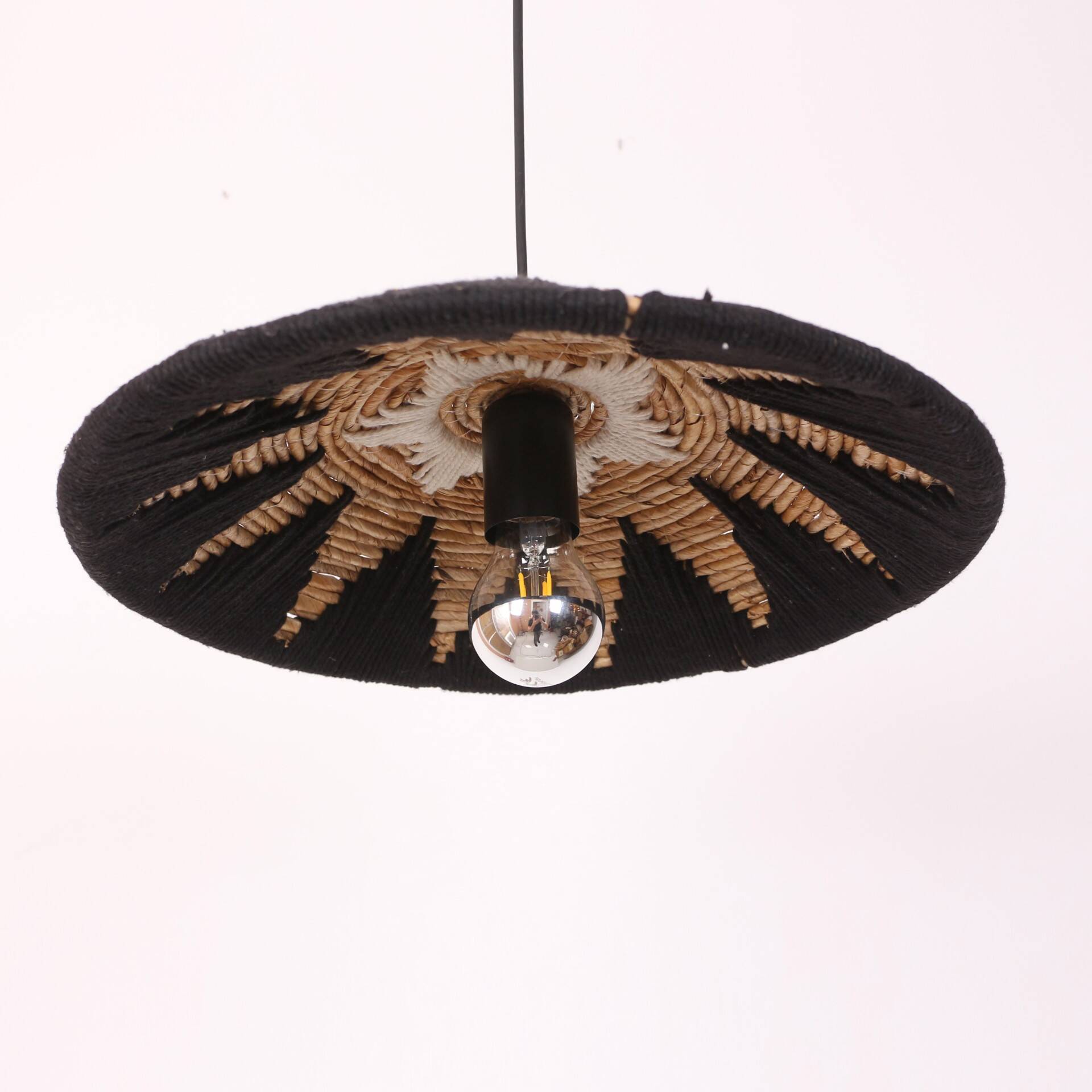 Natural Abaca Lighting 40 cm, Wicker Pendant Light, Light Fixture