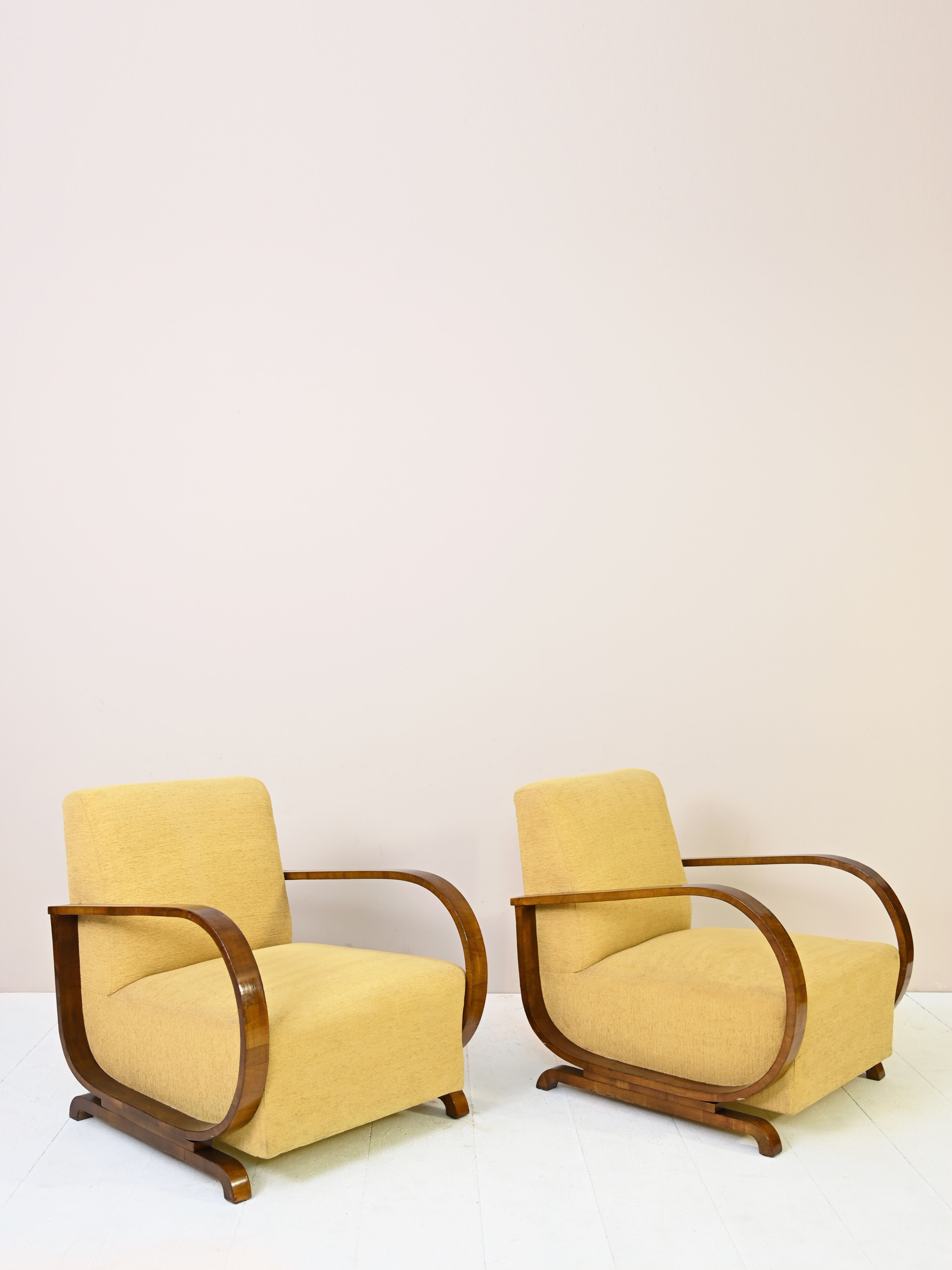 Pair of 1940s deco armchairs