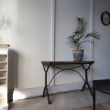 Bistro table/wooden top with cast iron legs