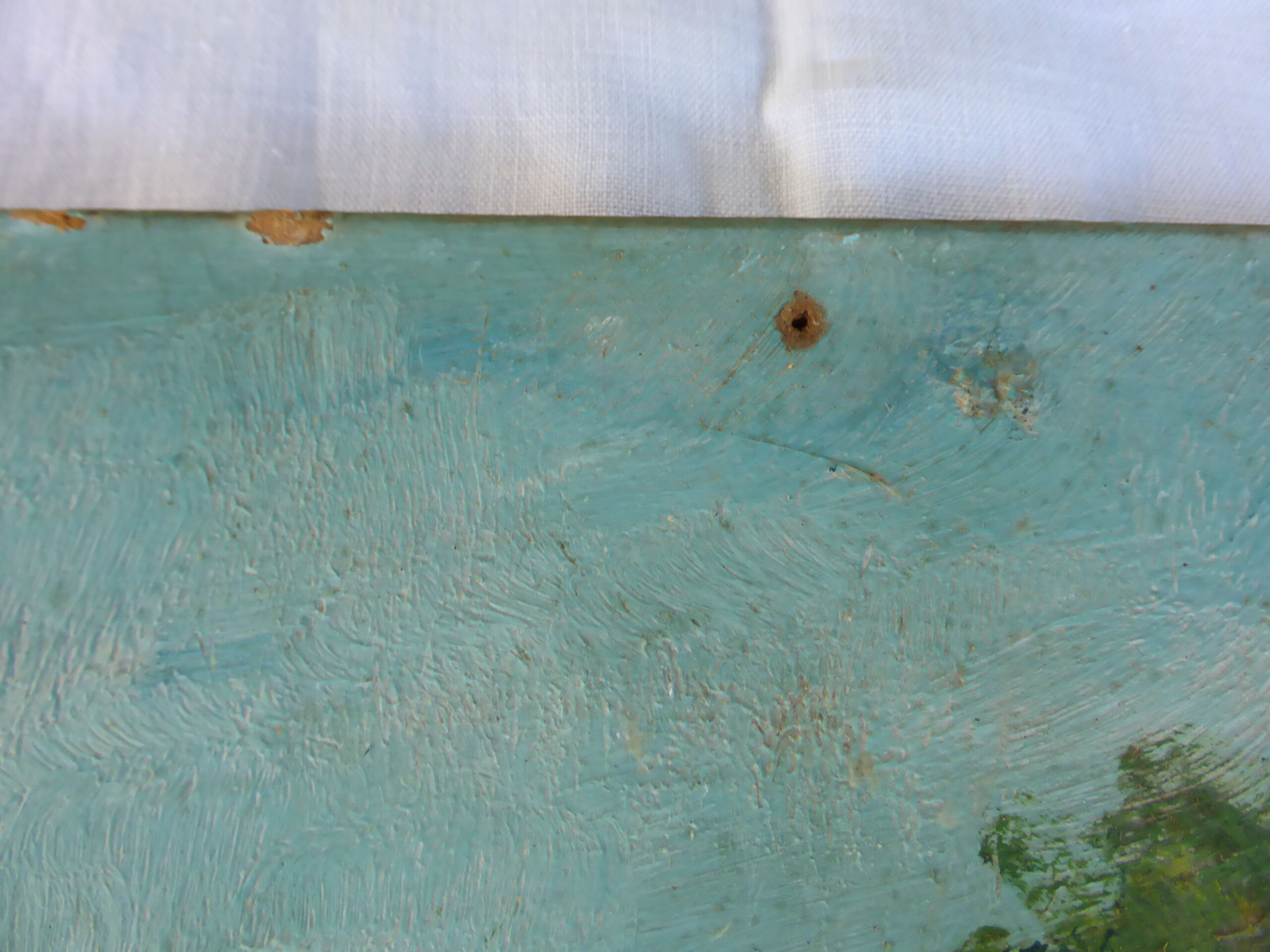 Table the mill by the vintage river 1950, unsigned