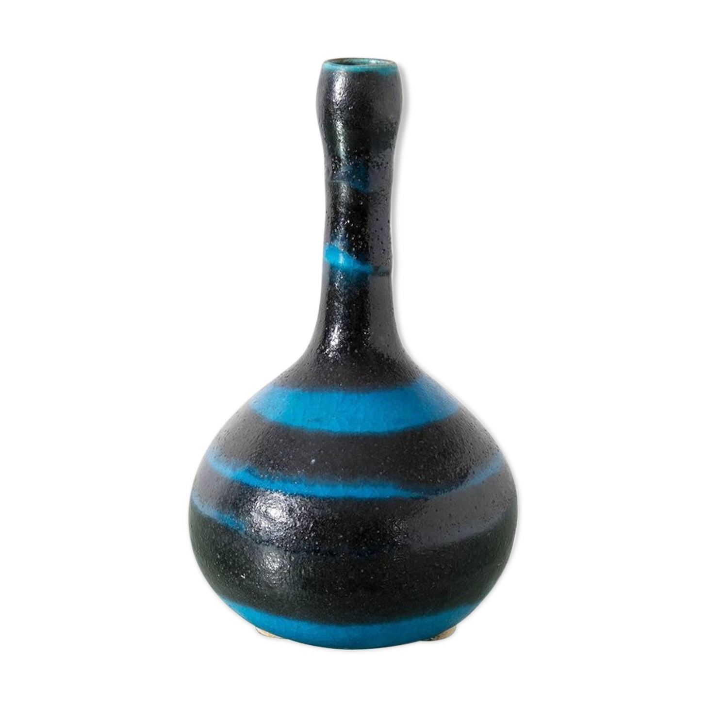 Vase in blue and black earthenware 'Gambone'