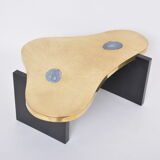 Etched Brass coffee table with Agathe Stones in the style of Lova Creation