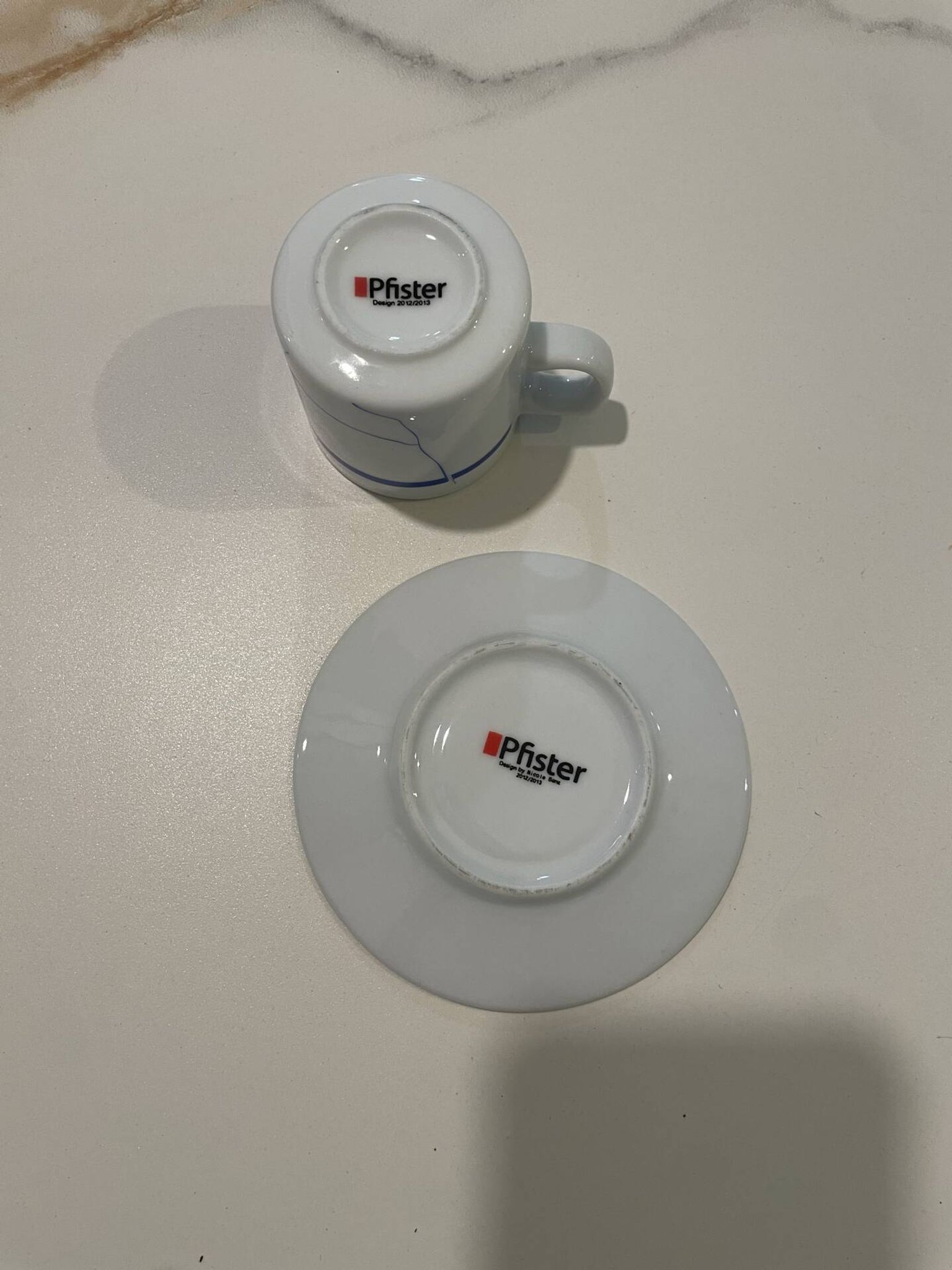 Flat cup saucer Pfister, designer furniture Pfister, original coffee cup,