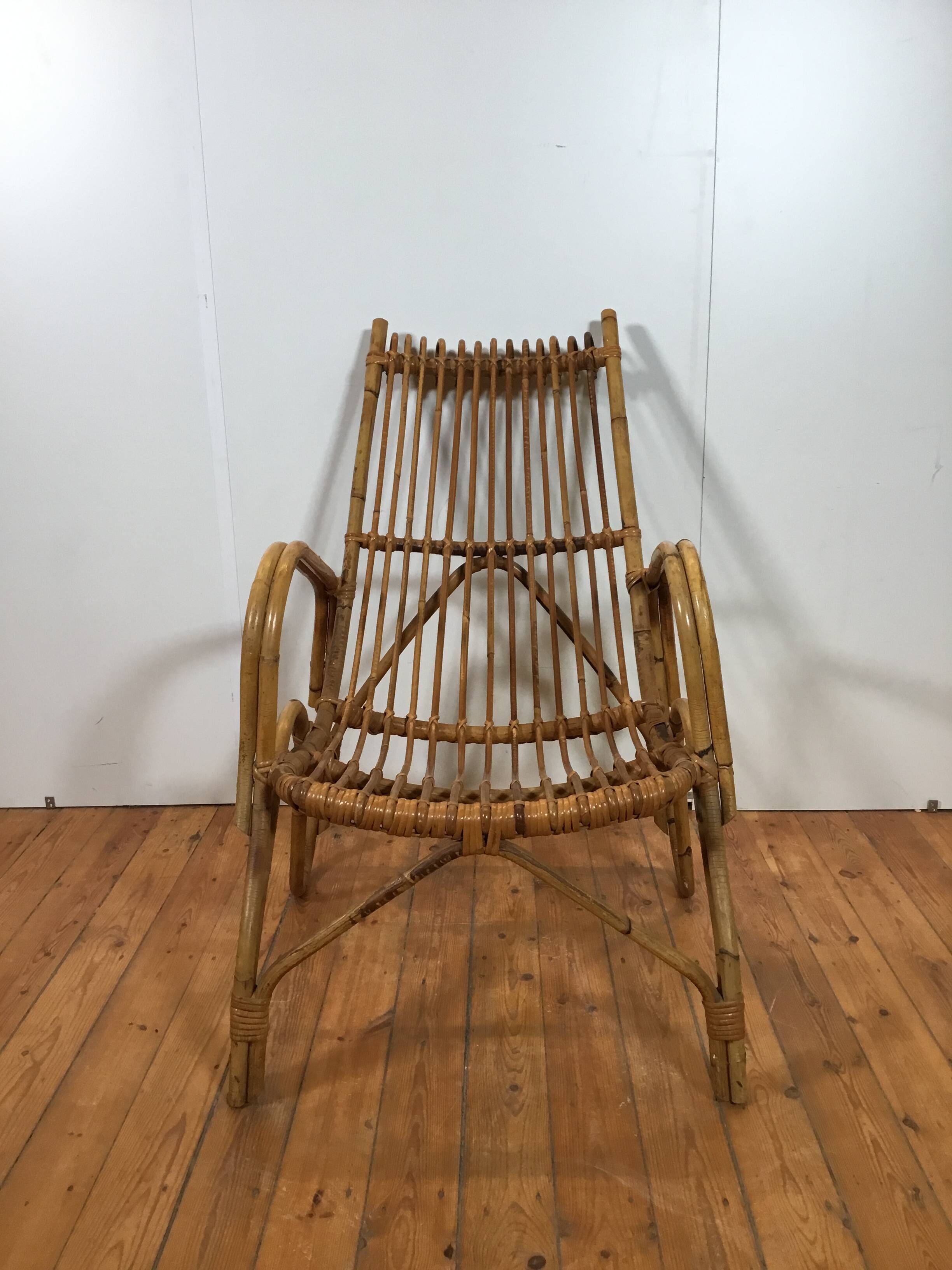 vintage italian rattan lounge chair