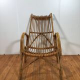 chaise longue italienne vintage en rotin
