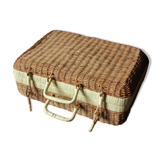 Vintage wicker suitcase