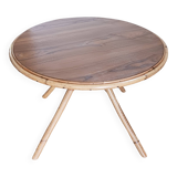 Rattan/bamboo and wood coffee table. Vintage 50s/60s.