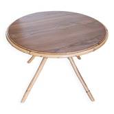 Rattan/bamboo and wood coffee table. Vintage 50s/60s.