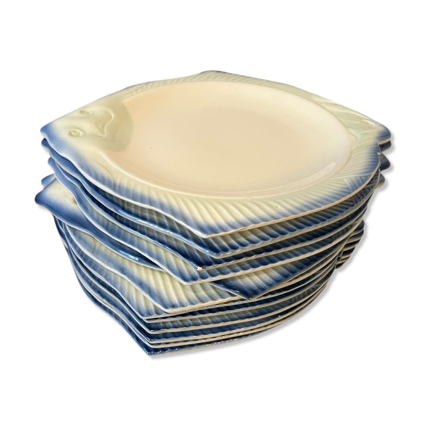 Set of 6 Creil Montereau fish plates