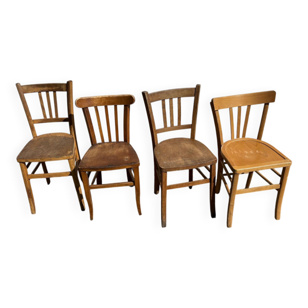 Set de 4 chaises bistrot dépareillées