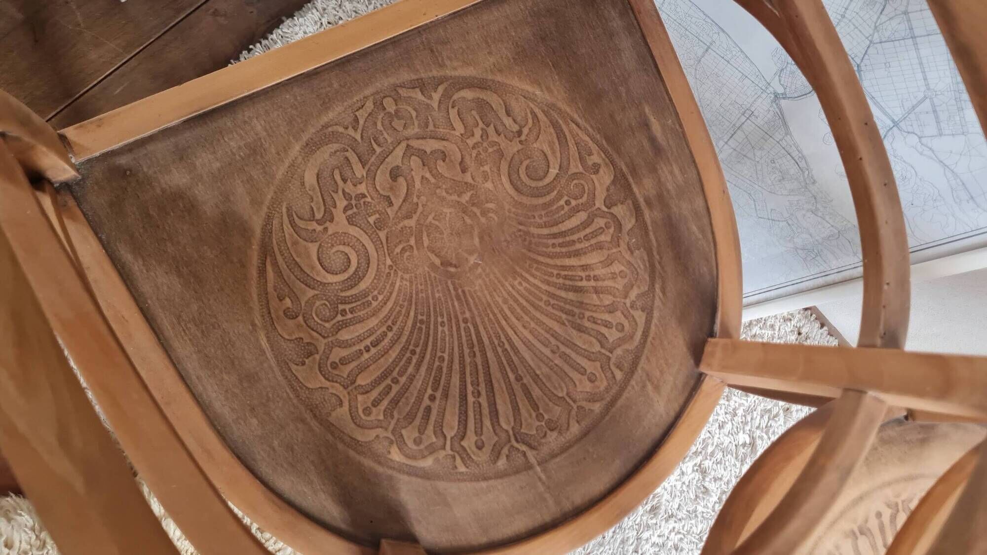 Pair of chairs in the style of antique armchairs circa 1940 - engraved seat.
