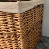 Woven wicker vintage suitcase