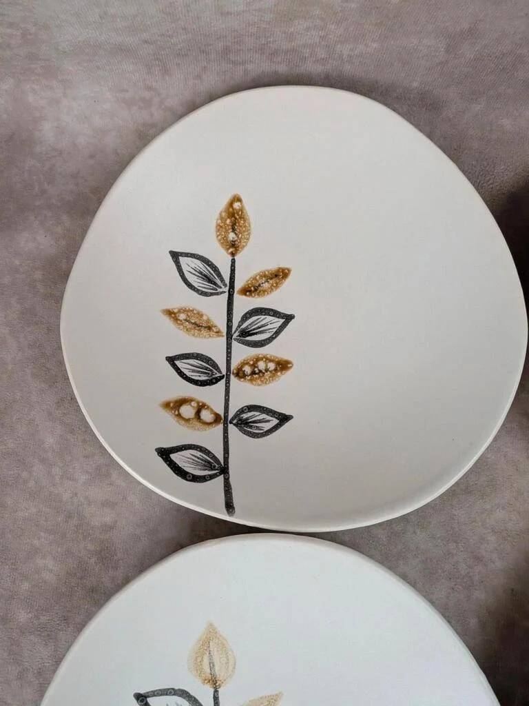 Set of 11 vintage dessert plates from Niderviller – 1970s – Capron Vallauris style