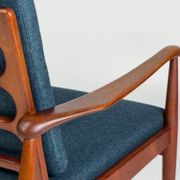 Mid-century teak armchair easy chair reupholstered 60s vintage