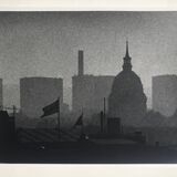 Rosine nusimovici, rooftops of paris from beaubourg, 1978. silver print