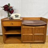 Mid-century retro vintage teak telephone seat by Nathan 1960–1970