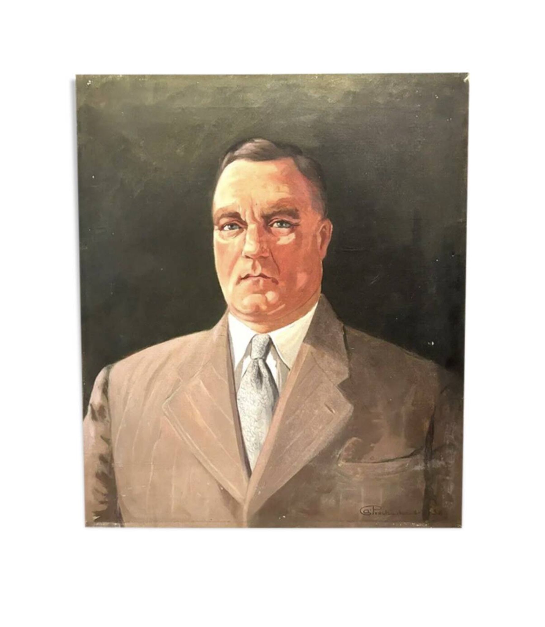Portrait of a man, oil on canvas, signed Prochazka 1938, antique Art Deco.