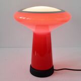 Glass table lamp in red and white glass by Hiemstra Evolux. Netherlands, 1960's