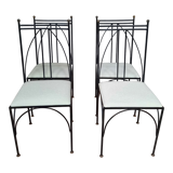 Series of 4 black metal chairs