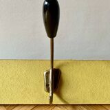 Vintage yellow wall coat rack - four hooks - 1950s